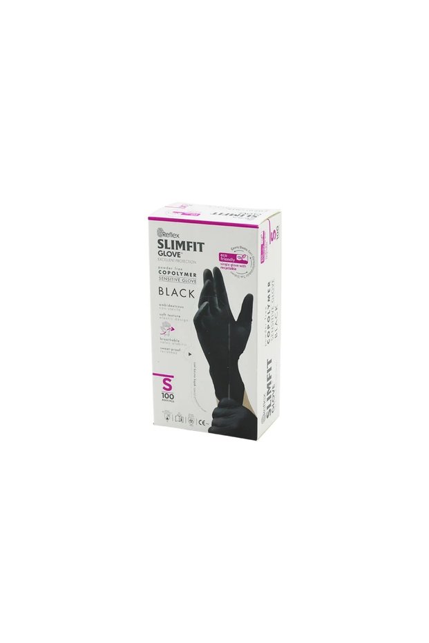 Reflex Slimfit Glove Kod-033 S Black Powder-Free Examination Gloves 100Pcs