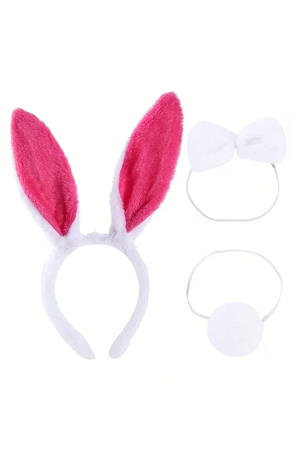 Fuchsia pink rabbit ear bow tie tail 339-piece party set