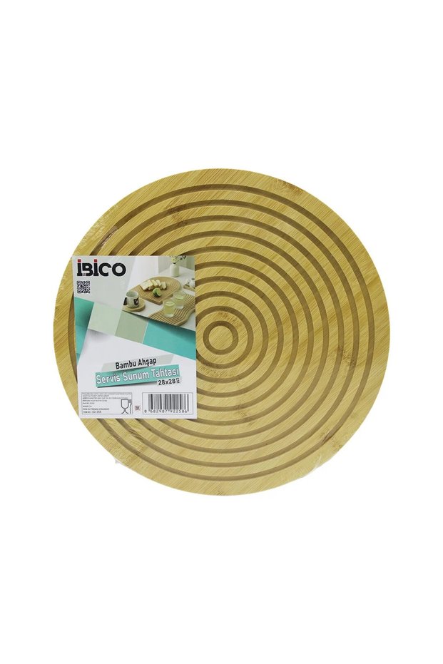 Round Diameter: 28cm Double-Sided= Flat - Wooden Bamboo Serving Presentation Board Tray