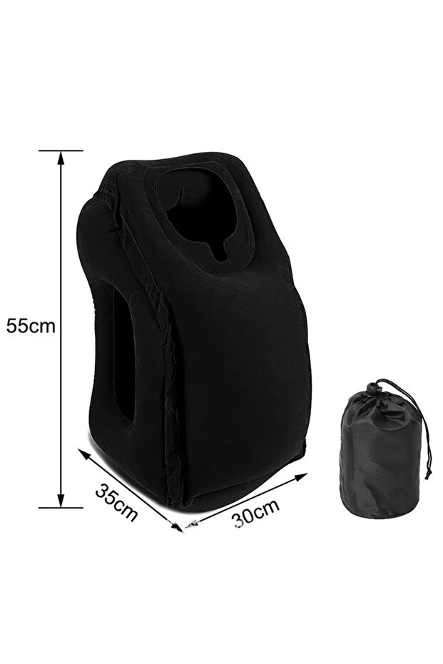 Blck Inflatable Travel Pillow Office Nap Pillow Airplane Flight Outdoor Sleeping Bag Train Pillow S