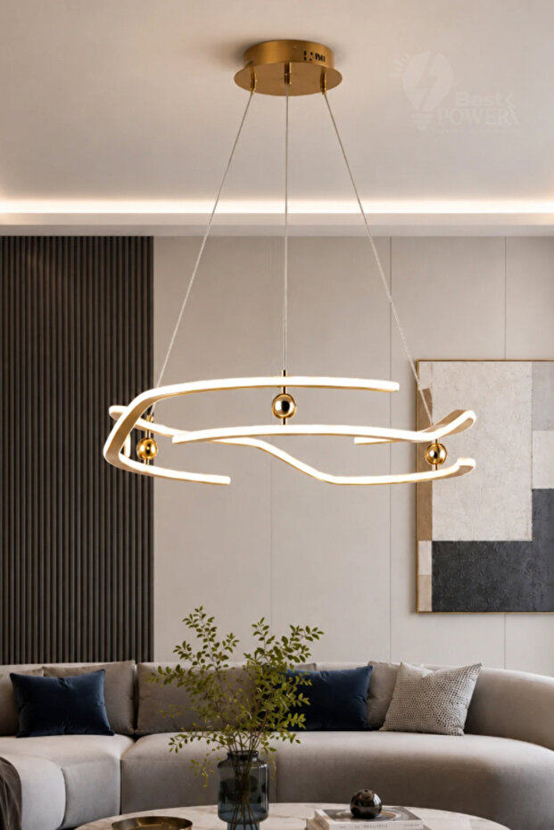 Modern Led Pendant Ceiling Light 213W with 3 Lighting Levels - Sleek Geometric Design 60cm