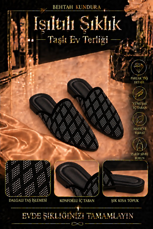 Women's Stone-Decorated House Slippers Women's Slippers Dowry Slippers Winter Slippers Guest Slippers