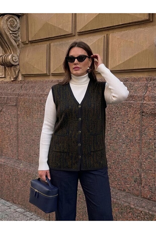 Patterned Steel Knit Classic Tricot Vest