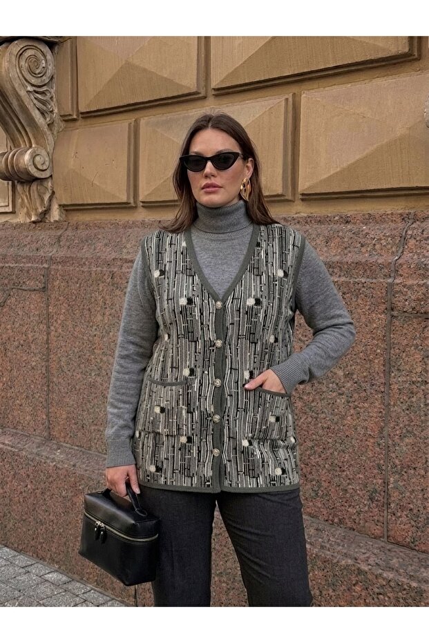 Patterned Steel Knit Classic Tricot Vest