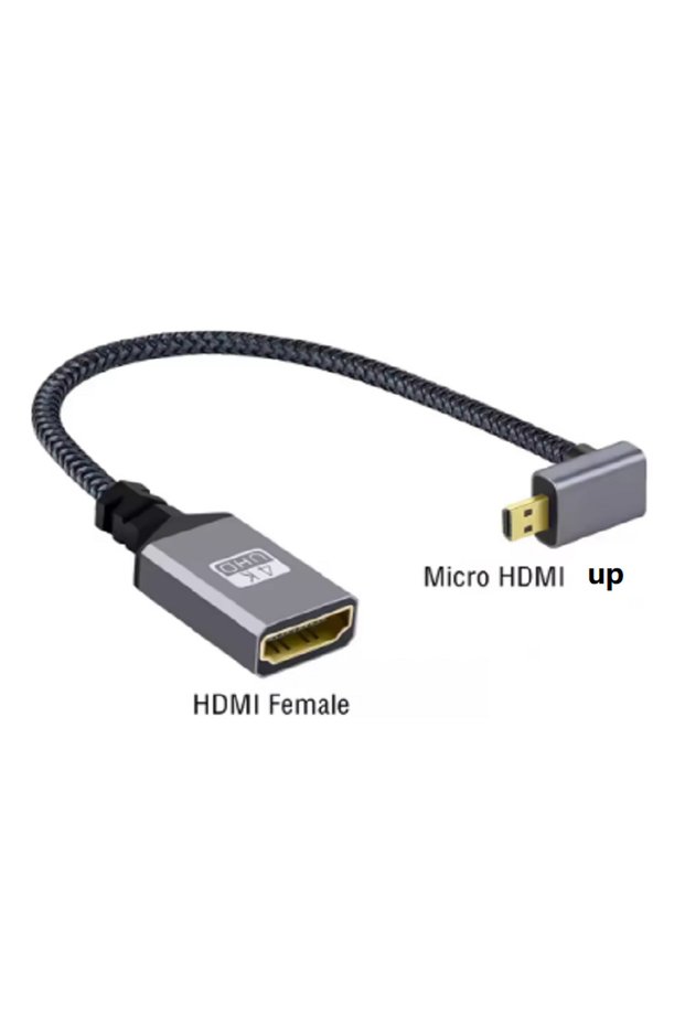 Up 0.2m 4K 60Hz Micro HDMI to HDMI-Compatible Male To Female Extension Cable Micro HDMI 2.0 Left UP