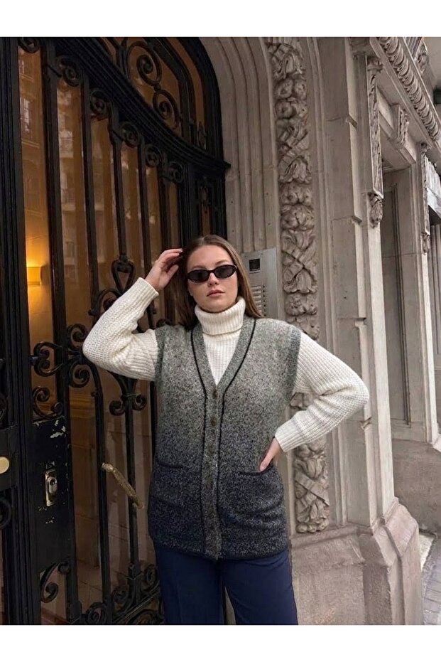 Karyağdi Pattern Classic Steel Knitted Tricot Vest