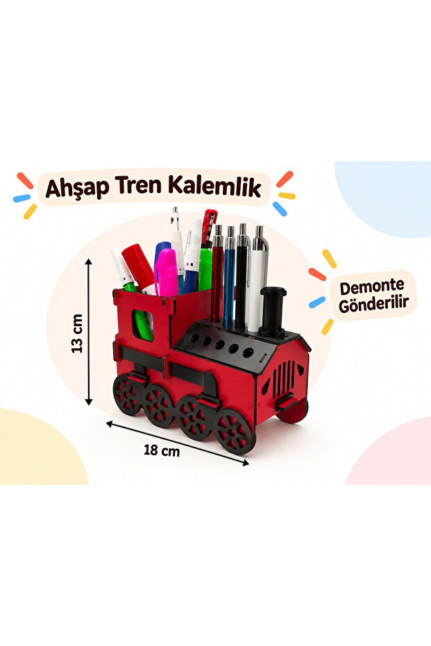 Wooden Pencil Holder Train