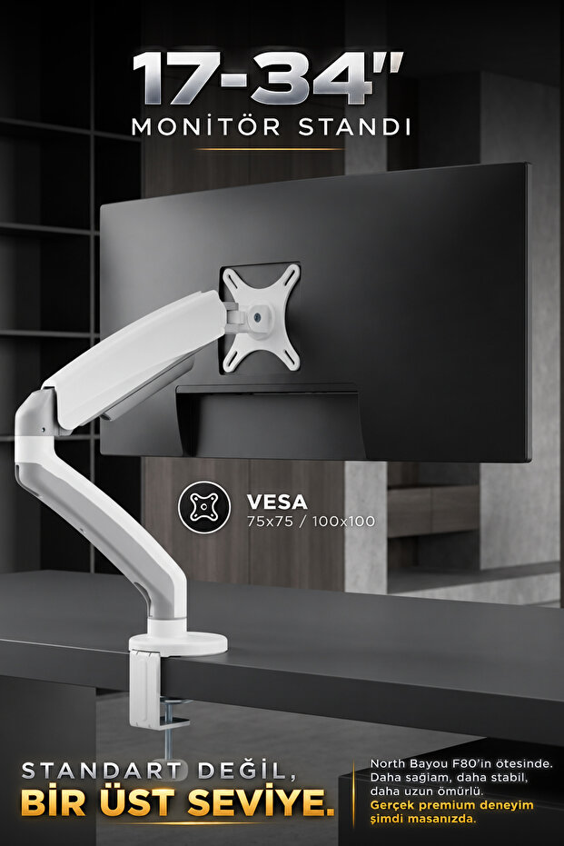 F100 Pro 17-34” Monitor Stand White (Max: 10kg)