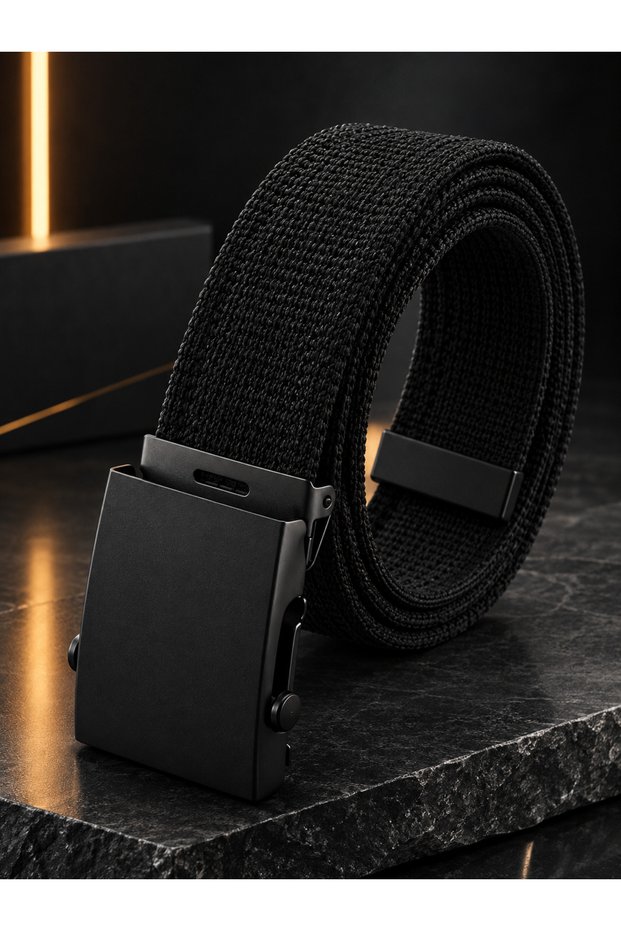 4 Cm Black Buckle Sports Canvas Belt