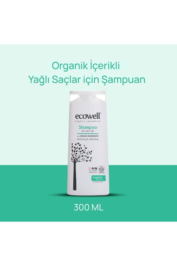 Hair Care Shampoo, Organic Content & Vegan Certified, Special for Oily Hair, Salt-Free and Sulfate-Free, 300ml