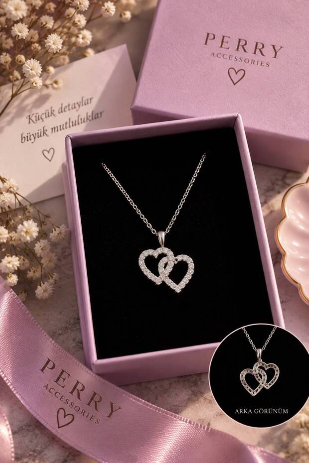 Zircon Steel Necklace Combination Double Steel Necklace Women's Zircon Heart Necklace Combination