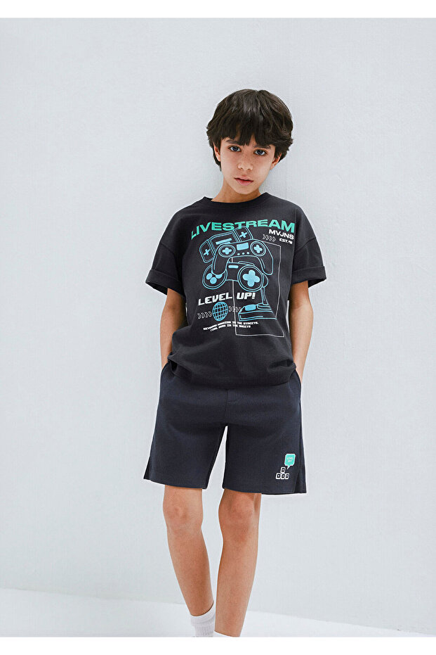 Level up Printed Anthracite T-Shirt Oversized / Wide Fit 6610419-70087