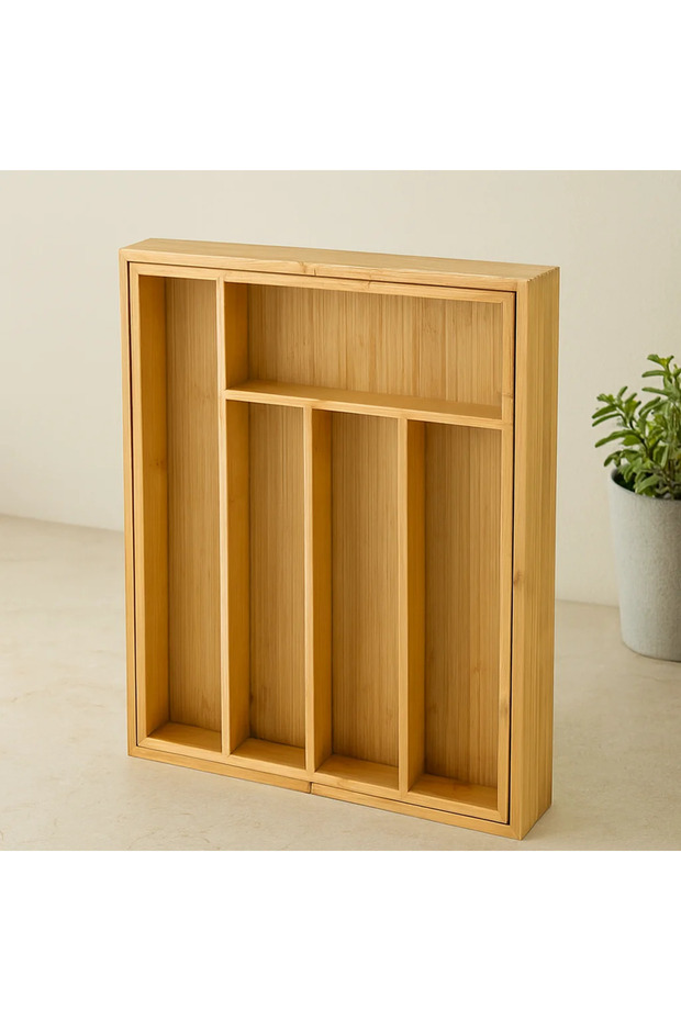 Bamboo Drawer Cutlery Holder 7 Compartments Multi-Purpose Organizer
