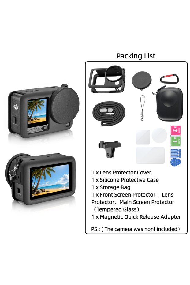 yellow color For Dji Osmo Action 6 Camera Accessory Kit Lens Guard/Silicone Protective Cover/Screen
