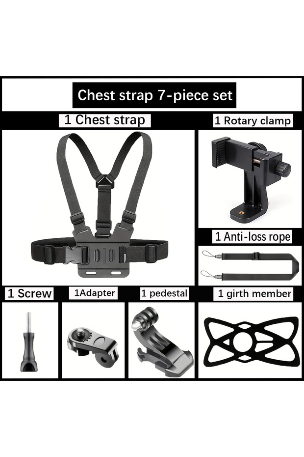 Set 8 Adjustable Headband And Chest Band Shooting Stand for Mobile Phones And Action Cameras Compati