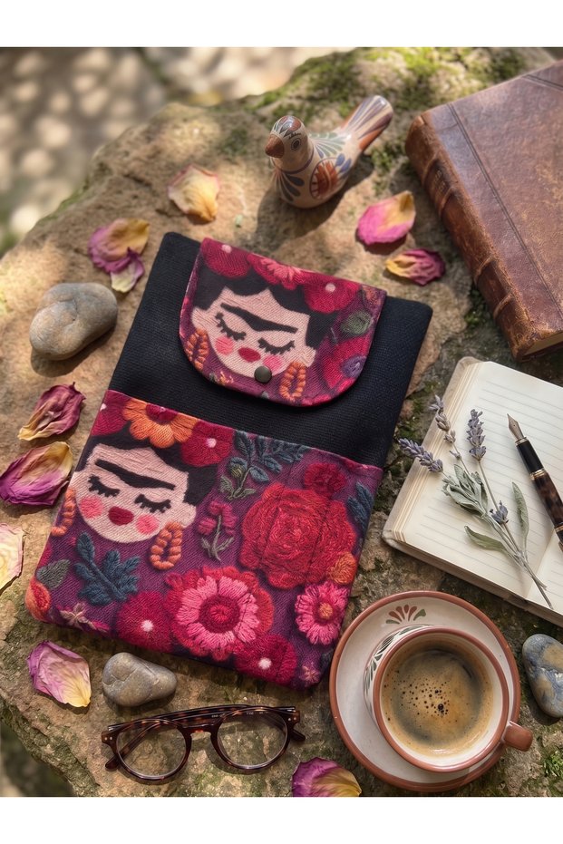 Frida Kahlo Patterned Book Cover Stylish and Book Protective Cover with Pocket Multi-Purpose Gift 19X25 cm
