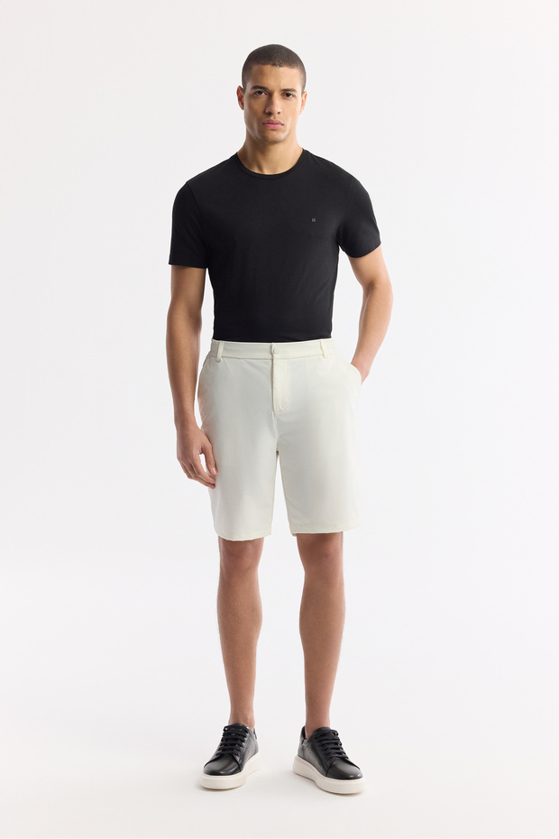 Men's Off-White Elastic Waist Bi-Stretch Technical Fabric Relaxed Fit Shorts A51Y3712