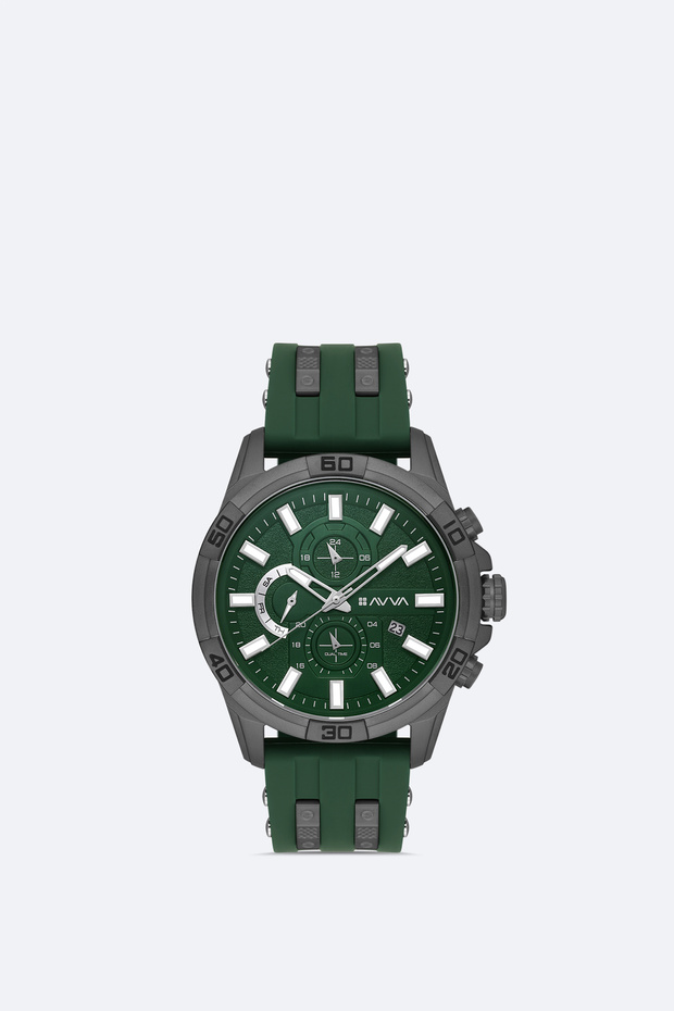 Men's Green Gift Boxed Silicone Cord Wristwatch B009042