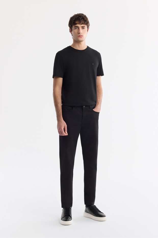 Men's Black Soft Touch Cotton Slim Fit Trousers B003038