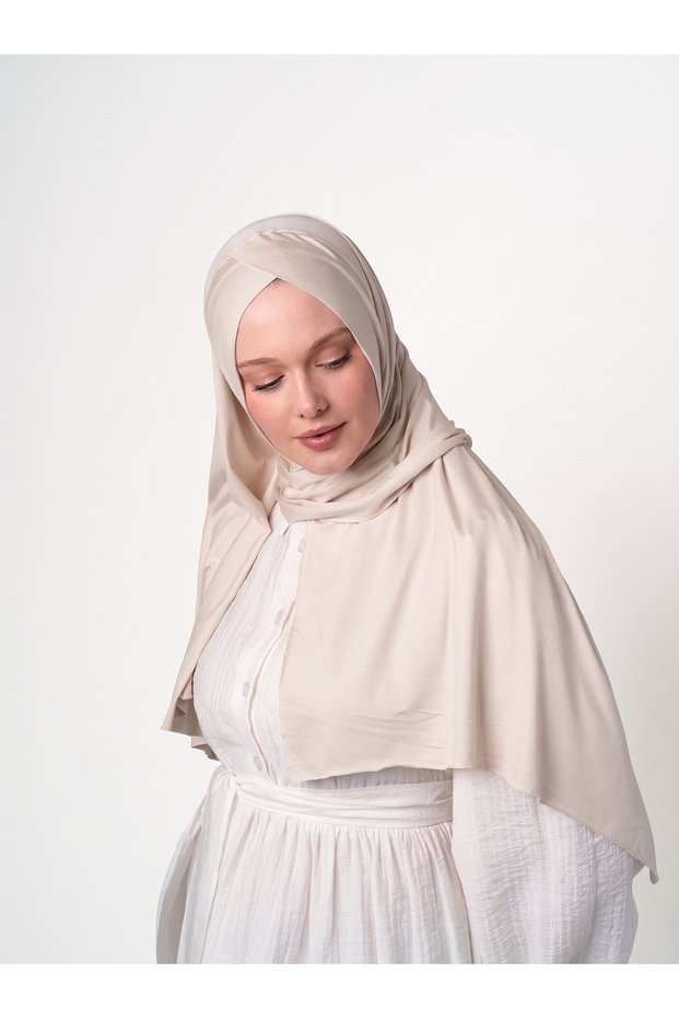 Cross Model Lycra Hijab Shawl - Light Mink - (St280), (Id 2928010)