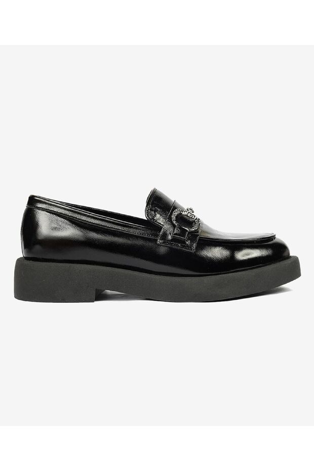 72133 Zn Urban Leather Comfort Casual Oxford Women's Shoes Black-Pattern