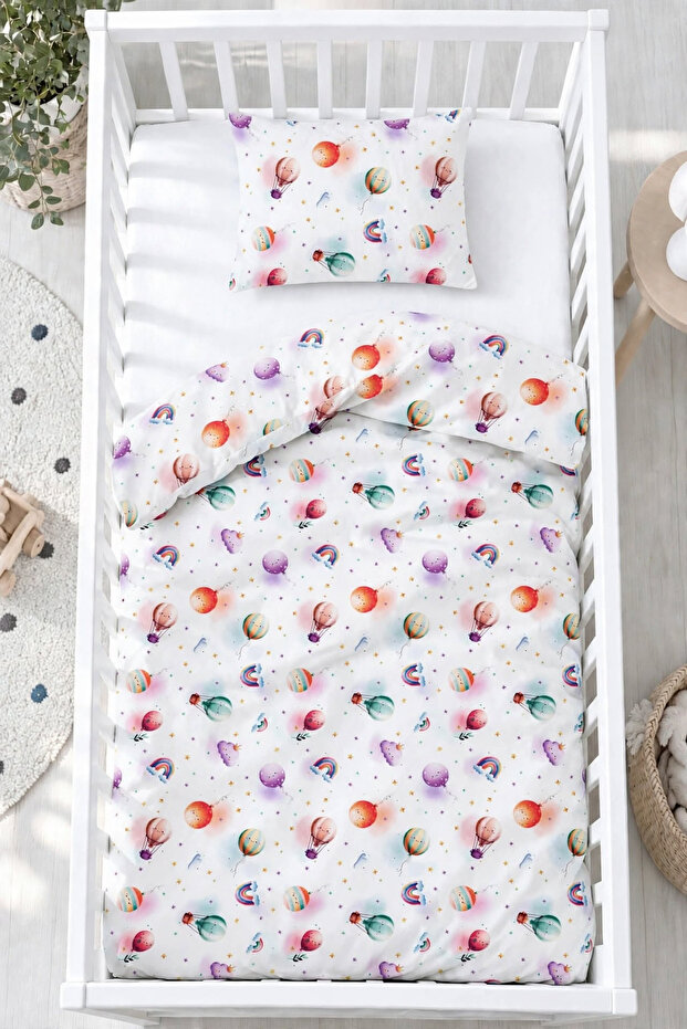 Felice 100% Cotton 3D Digital Printed Flying Balloon Patterned Baby Duvet Cover Set