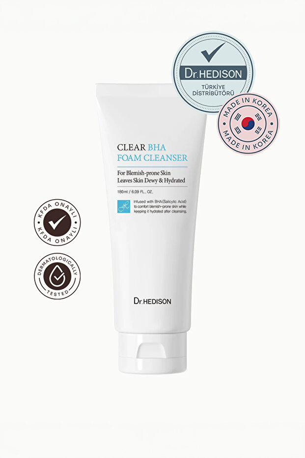 Bha + Pha Supported Gentle Foaming Facial Cleanser 180 ml – Clear Bha Foam Cleanser, Pore-Purifying and Sulfate-Free Cleanser Containing 0.5% Salicylic Acid