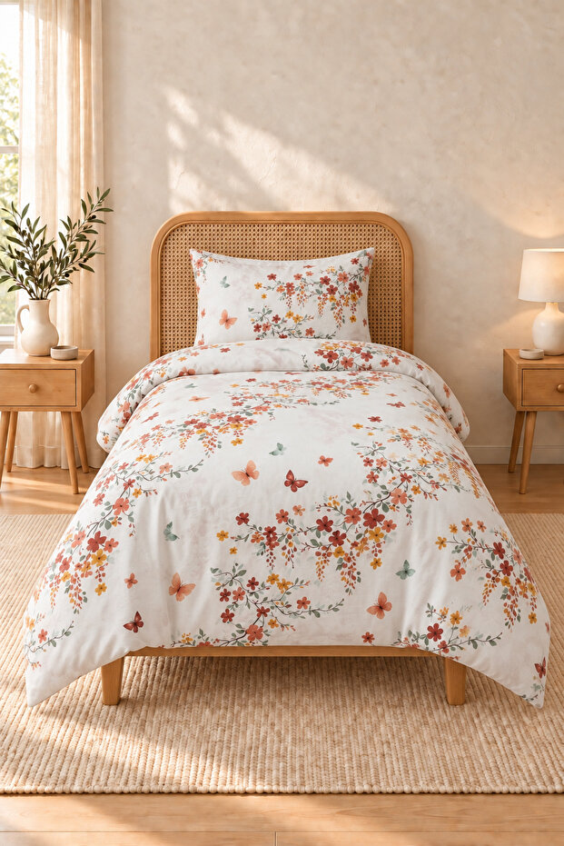 Flower Fitted Single Duvet Cover Set