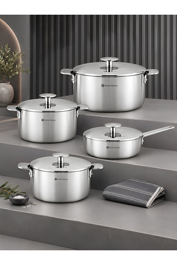 8Pcs Cookware set Opal series O-410, 3Ply Stainless steel, Induction.