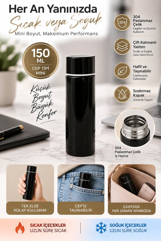 150 Ml Pocket Type Mini Small Quality 304 Steel Double Layer Thermos