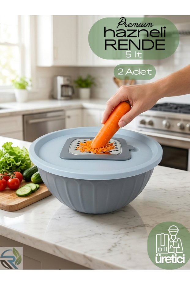 Grater with Lid and Container 5 Lt - 2. Product Gift! ! Blue - Brown