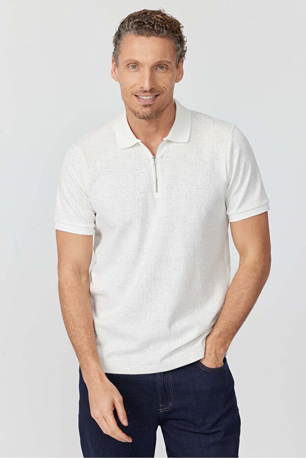 Men's Zippered Polo Neck T-Shirt