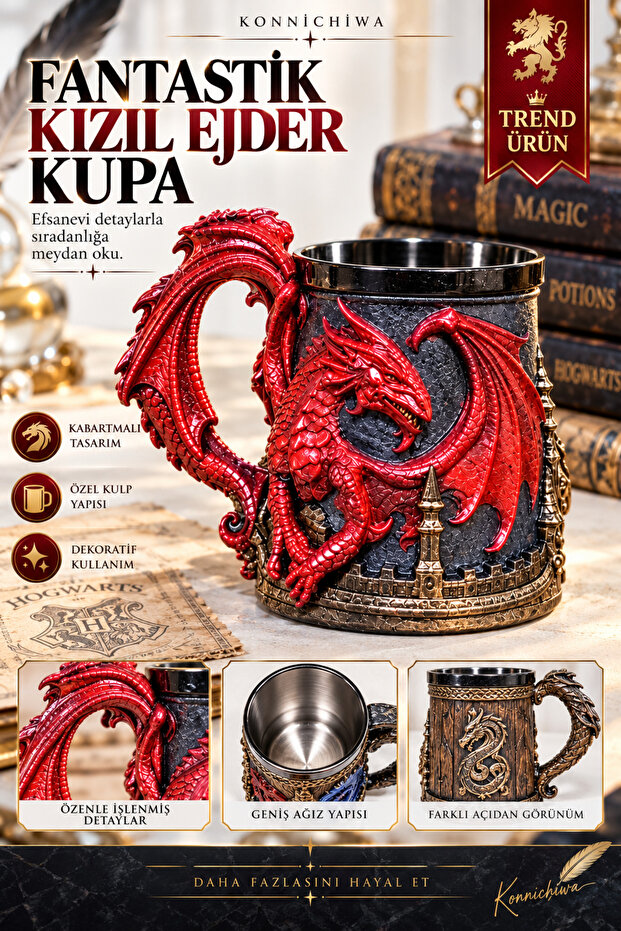 Golden Barrel Dragon Mug Design Ceramic & Polyester Mug and Viking Models Gift