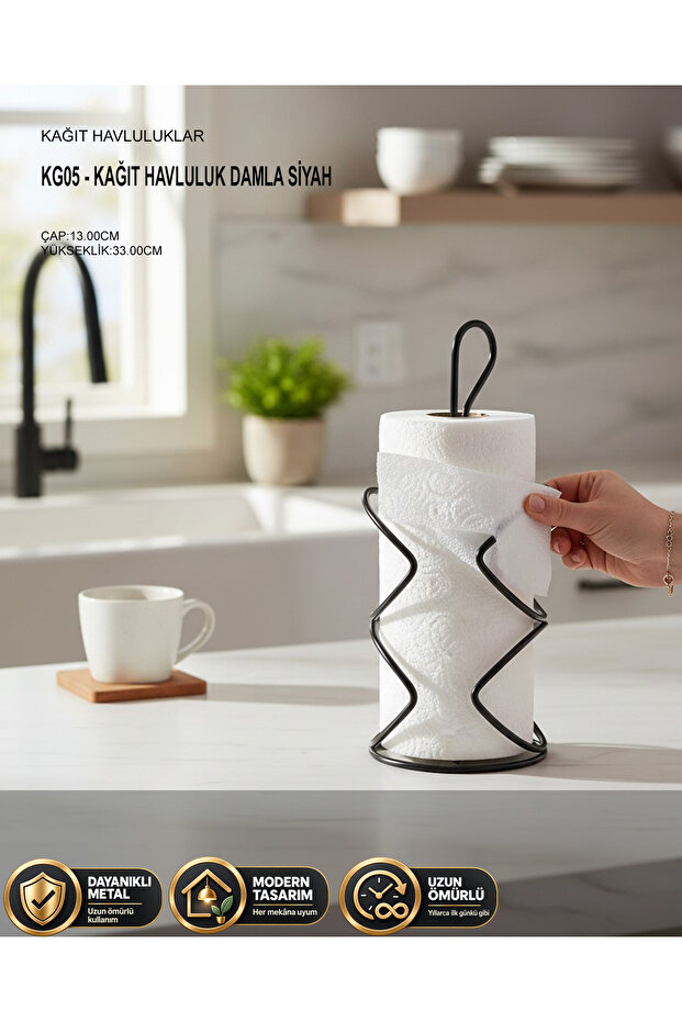 Damla Paper Towel Holder-black