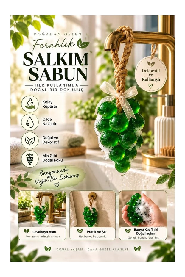 Salkım Soap Grape Shaped Decorative Hand and Bath Soap with String for Hanging
