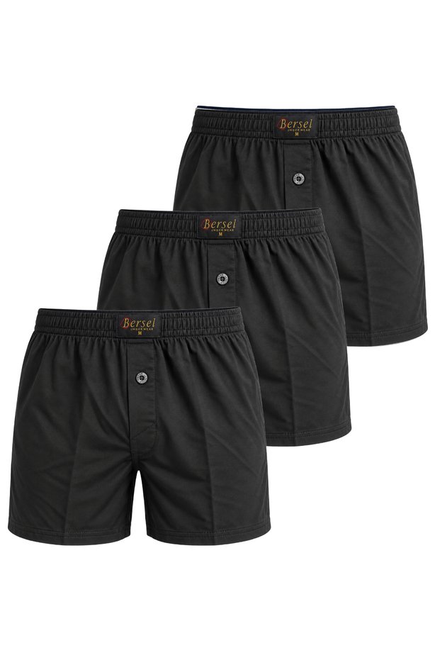 3 Pieces Comfortable Cut Men's Black Argentina Long-Leg Boxer 100% Cotton