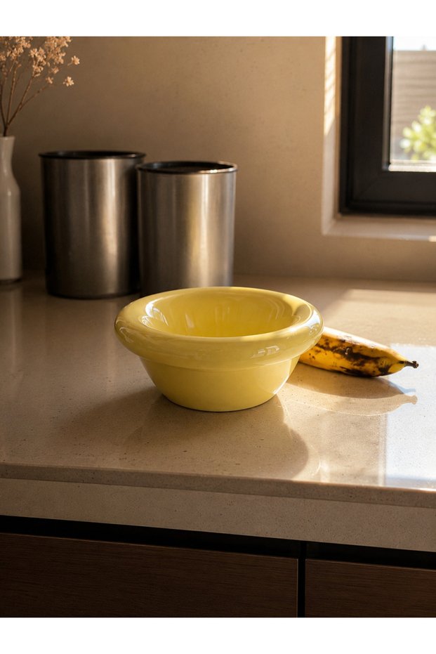 Ceramic Donut Bowl Breakfast Dessert Salad Bowl Yellow