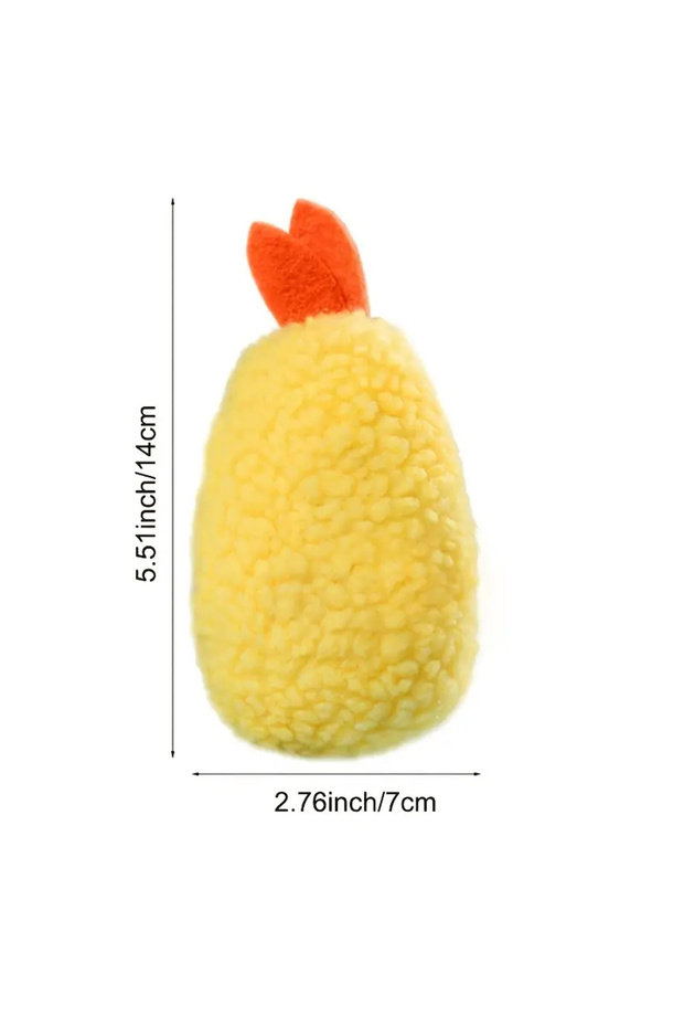 YELLOW Fried Shrimp Tempura Dog Pet Chew Bite Squeaky Toy Cute Stuffed For Puppy Play Terrier Hond S