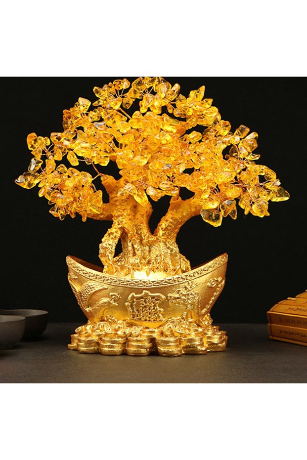 JETTING one size Lucky Money Tree Chinese Gold Ingot Crystal Fortune Tree Ornament Wealth Ornament H