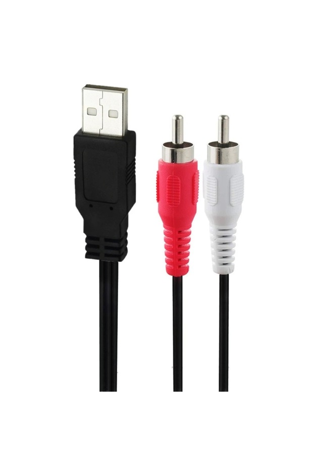 1.5m black USB A Male to 2 RCA Phono AV Cable Lead PC TV Aux Audio Video Adapter USB to Dual RCA Ada