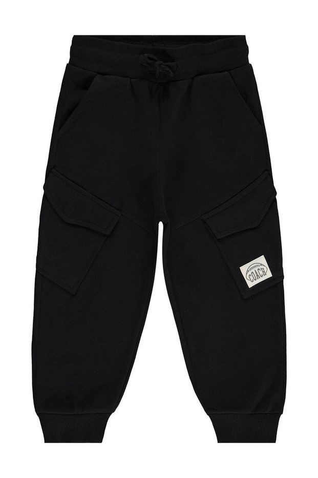 Basic Cargo Pocket Sweatpants for 2-5 Years Old - Black
