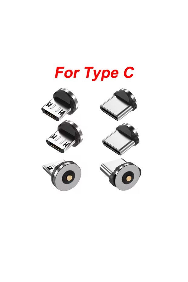 6pcs for Type C 6Pcs Magnetic Cable Plug Round Fast Charging Adapter Tips For iPhone Samsung Huawei
