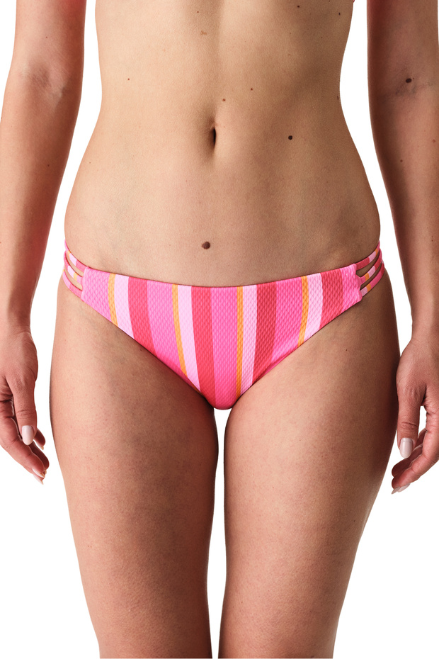 Celinda Stylish Striped Textured Mid-Waist Bikini Bottom