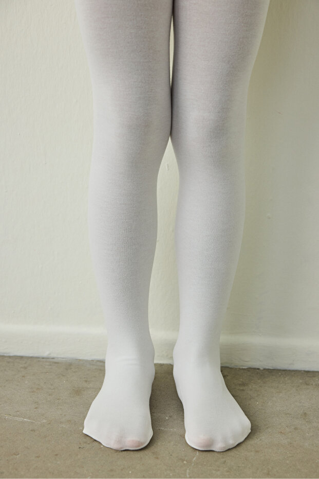 White Girls' Bamboo Pantyhose