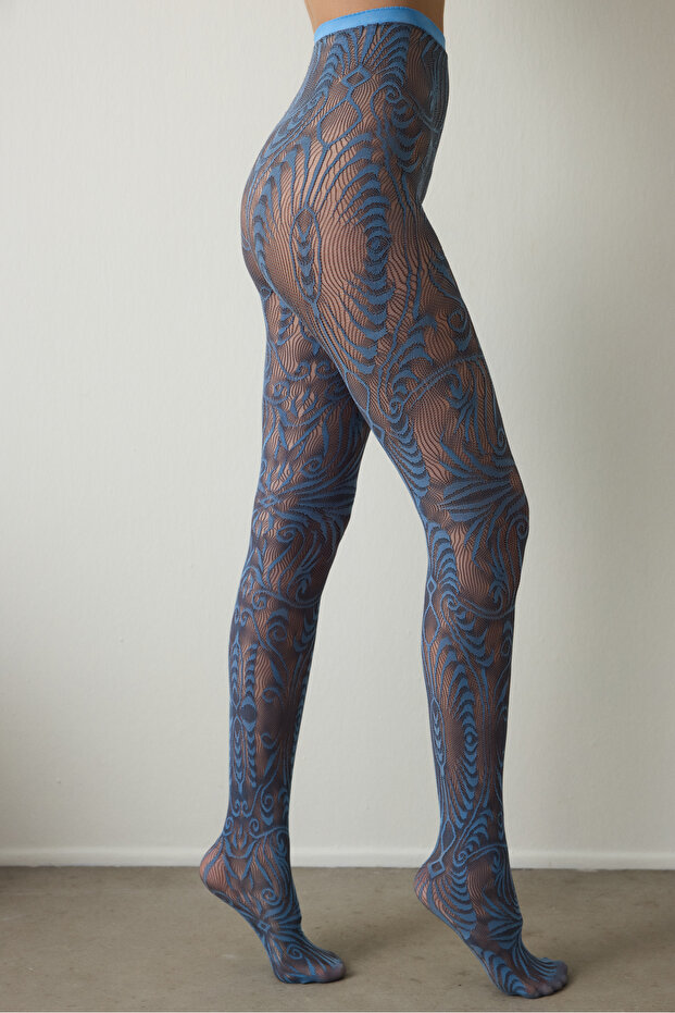 Brown Double Color Duo Mesh Patterned 15 Denier Thin Pantyhose