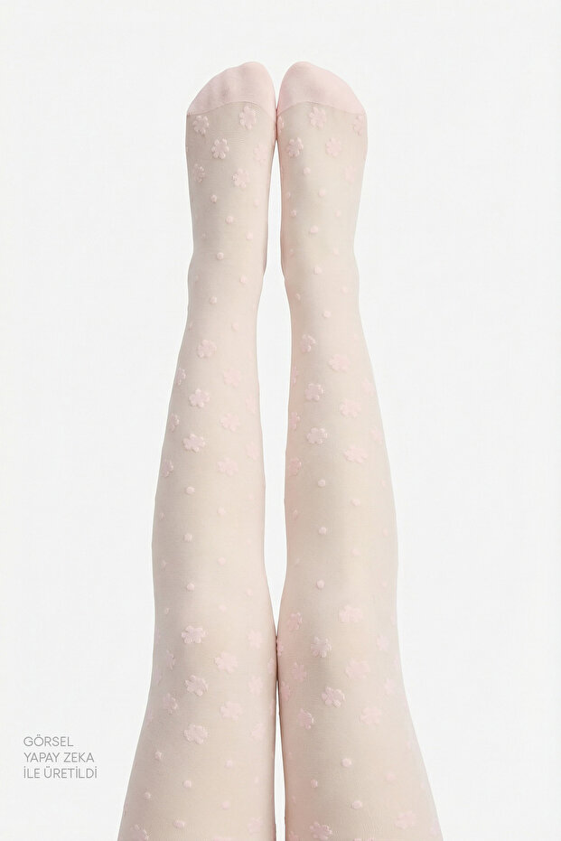 Hot Pink Pretty Dotted Daisy Pantyhose
