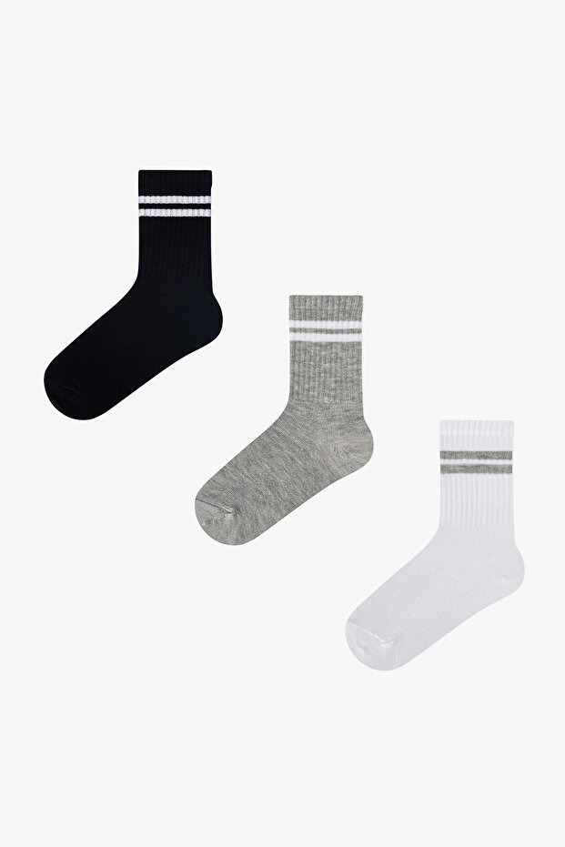 Boy's Lines 3-Piece Tennis Multicolor Socks