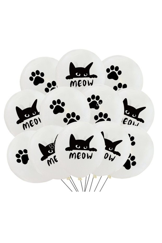 As picture 12INCH style-12pcs-A6 12Pcs Puppy Cat Party Balloons Cartoon Paw 12Inch Latex Balloons Ba