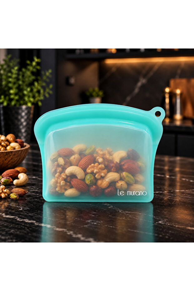 Sheer 600 ml Air and Liquid Leak Proof Ziplock Silicone Storage Bag, 100% Platinum Silicone, Bpa Free, Microwave and Freezer Safe, Reusable Food Storage Bag, Lm0004/24