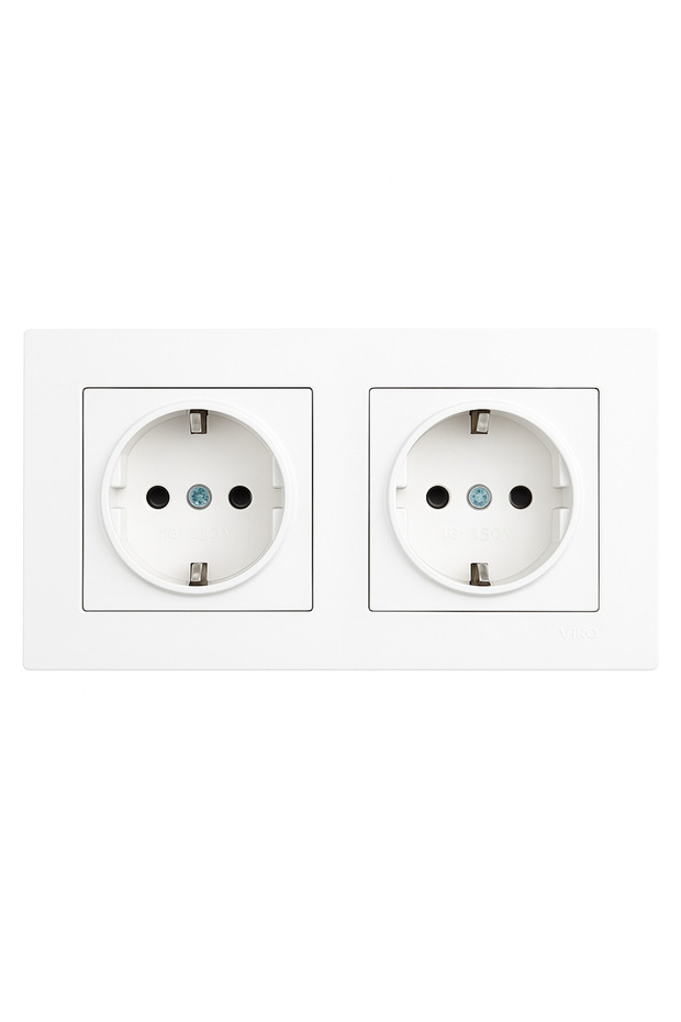Karen White 2-Piece Grounded Recessed Socket and Double Frame Set Mounting Compatible